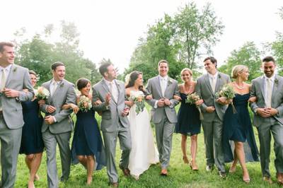 Navy and grey bridesmaid dresses hotsell