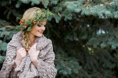 Christmas Bridal Shoot With A Clydesdale Horse