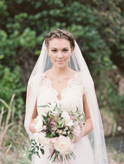 Beautiful bride and romantic bouquet.