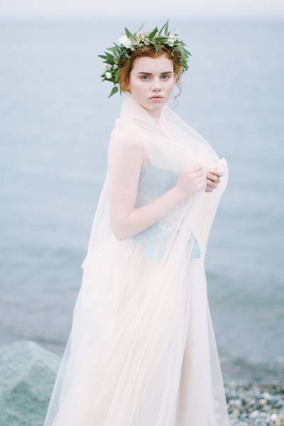 Moody blue seaside wedding