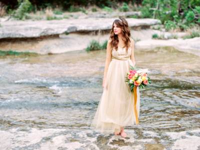 Golden Riverside Bridal Shoot