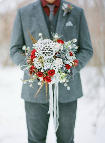 Winter Groom Inspiration With Grey Tweed