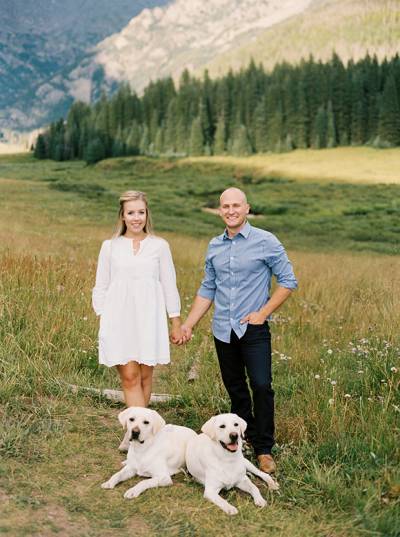 Colorado Mountain Engagement Session With Labradors