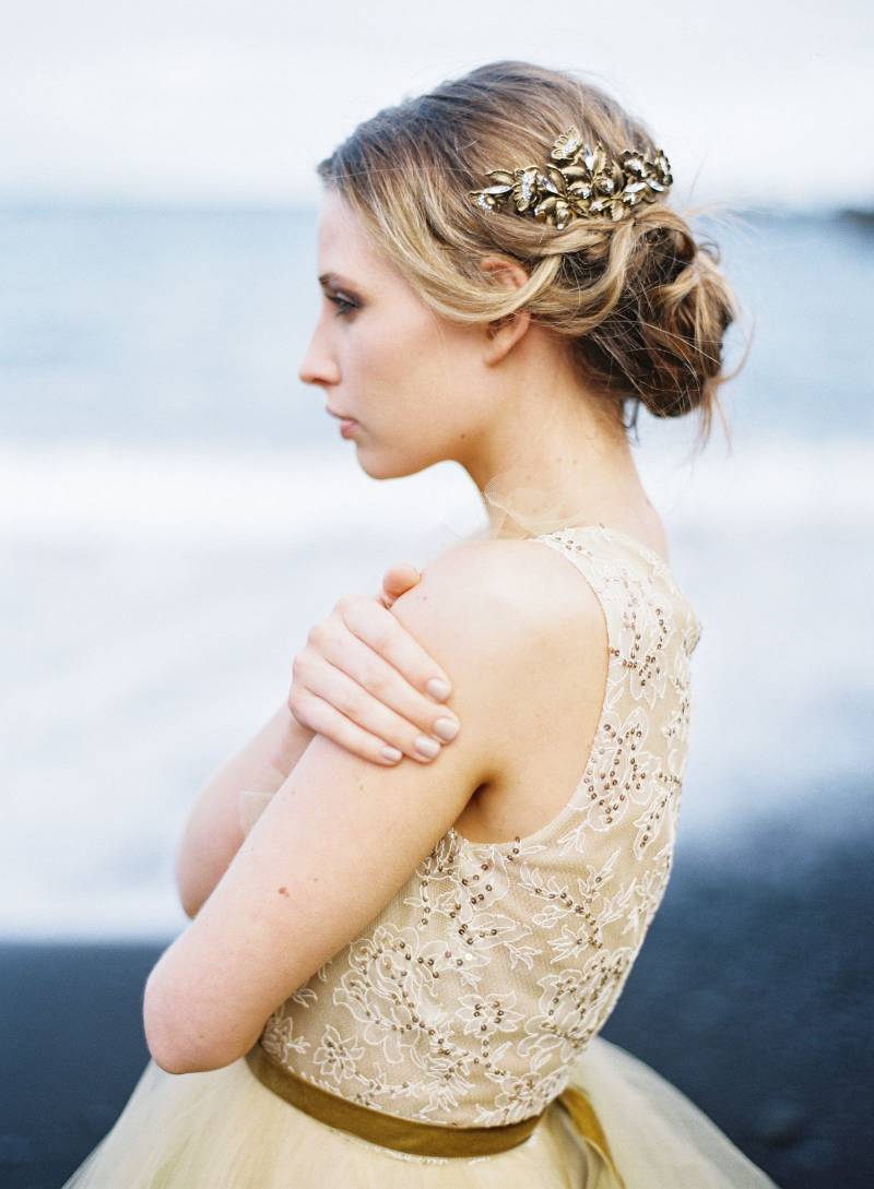 Bride in gold dress