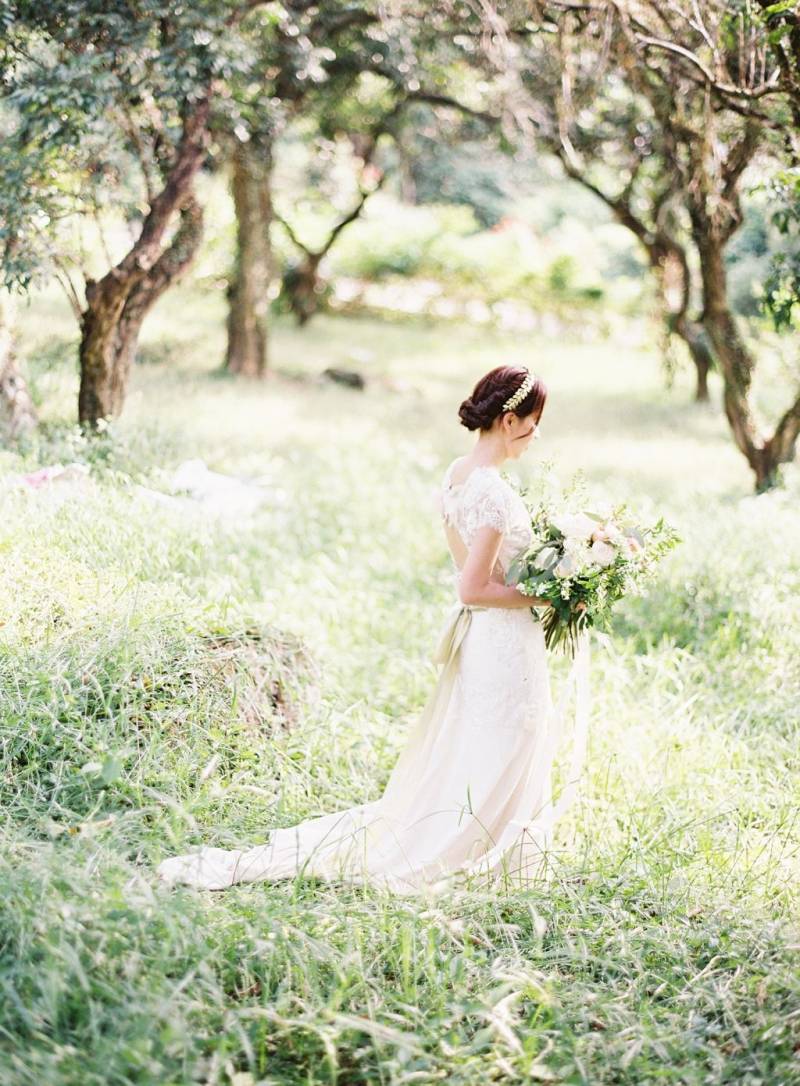 Bride in field