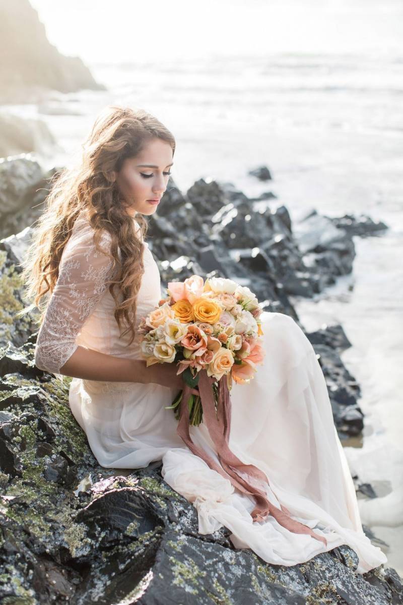 Bride with orange bouquet