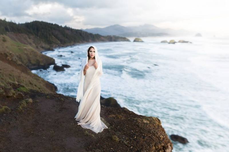 Ethereal bridal shoot on the Oregon Coast