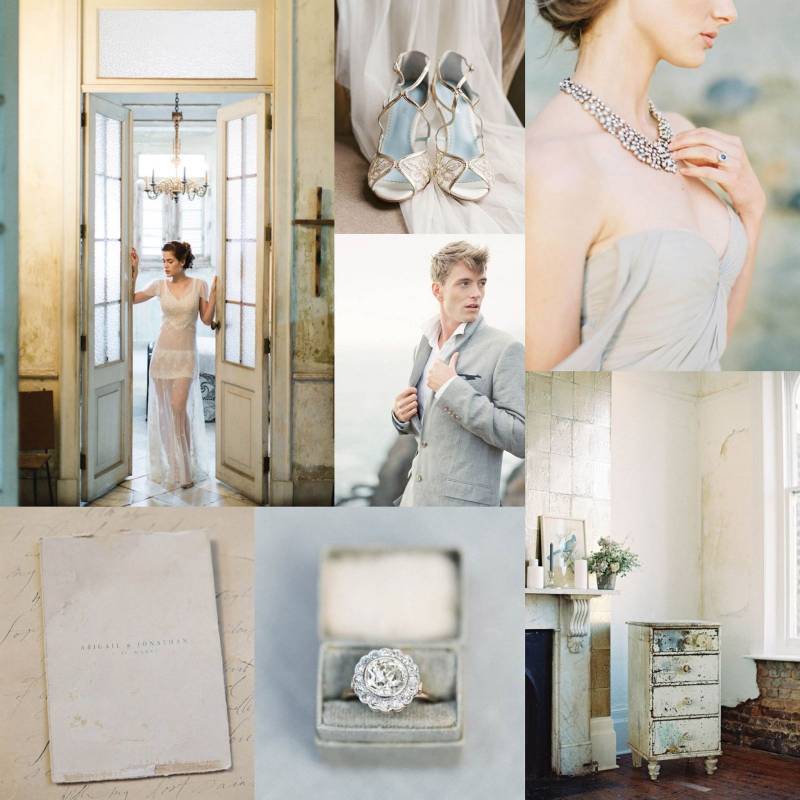 Muted gold and blue wedding inspiration