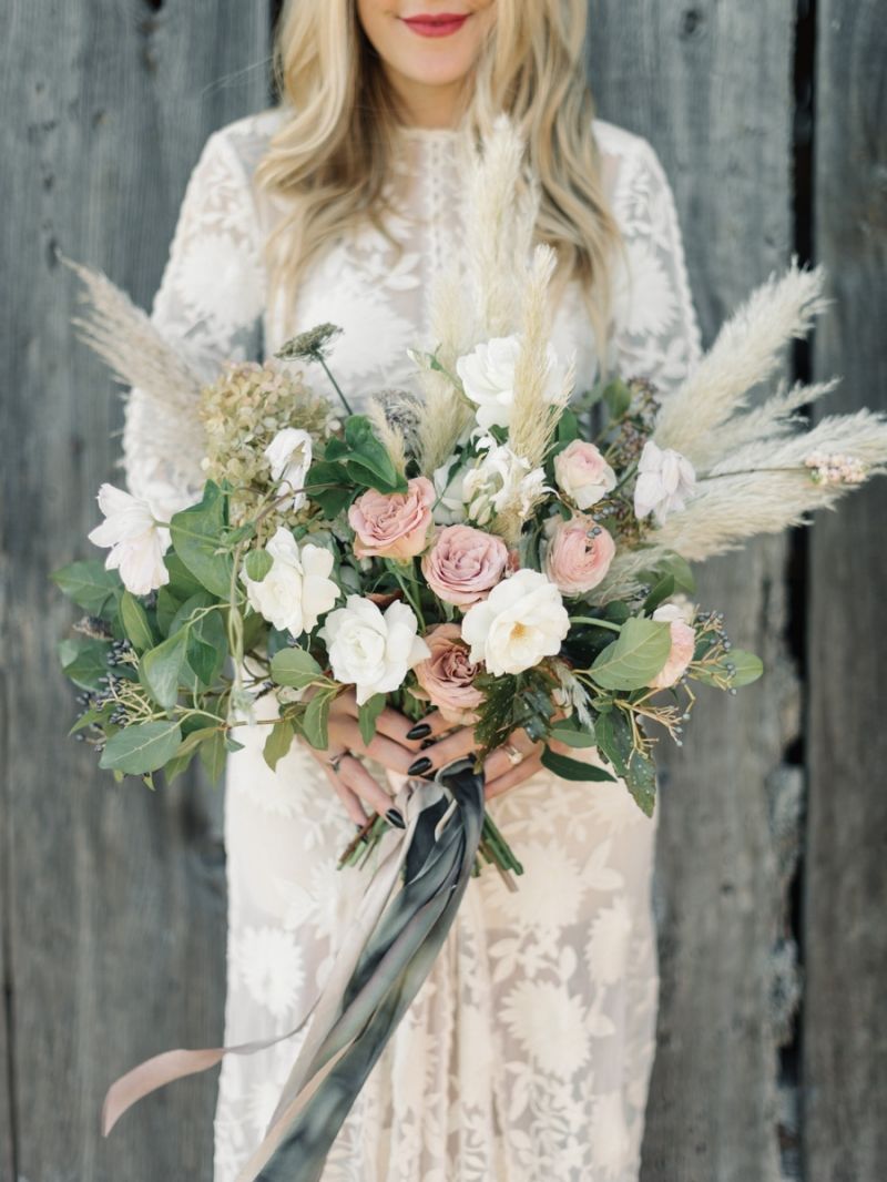 Pampas grass bridal bouquet