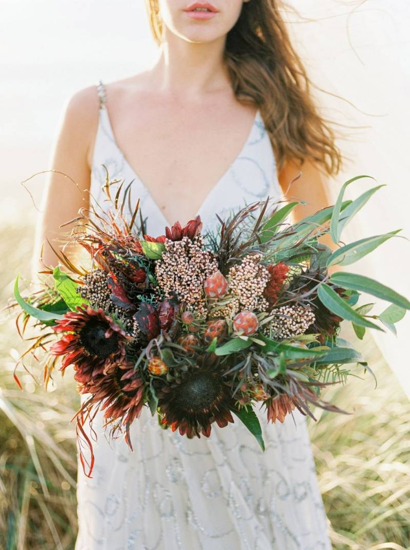 Wild red sunflower bouquet