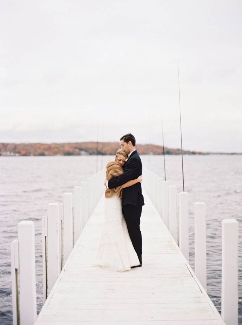 Bride and Groom on dock