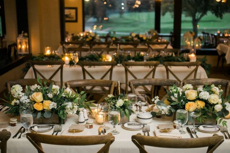 Reception setup with wooden chairs