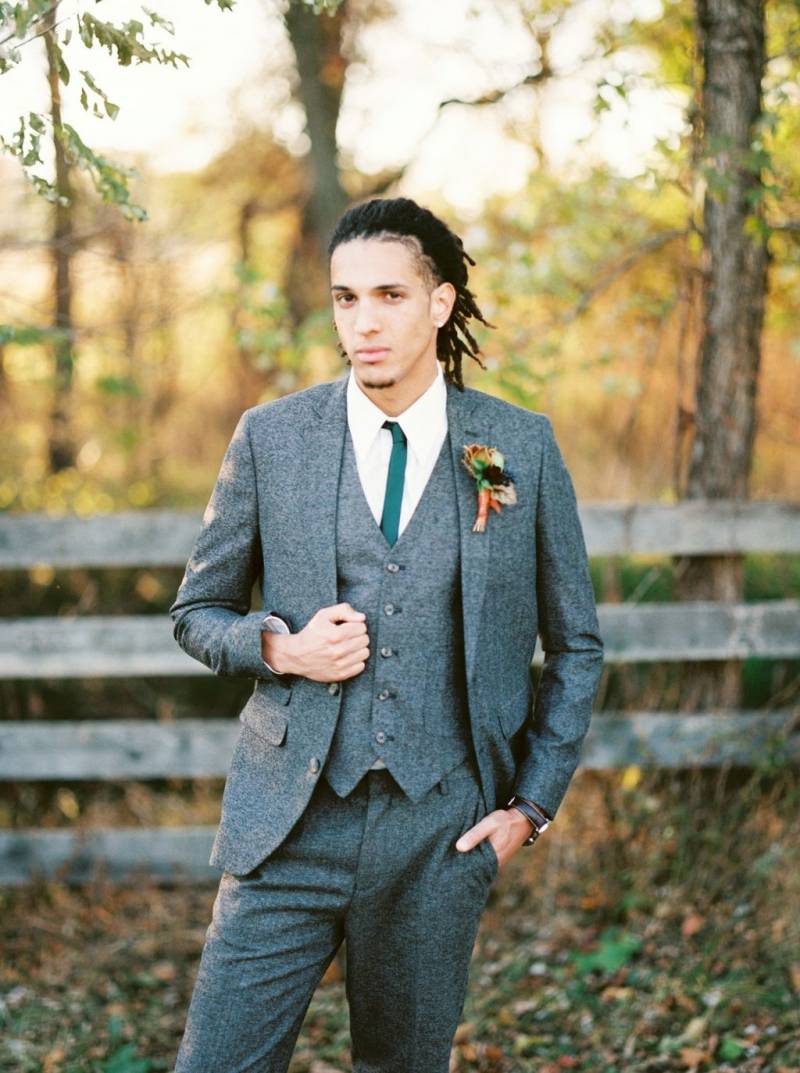 Grey three-piece suit