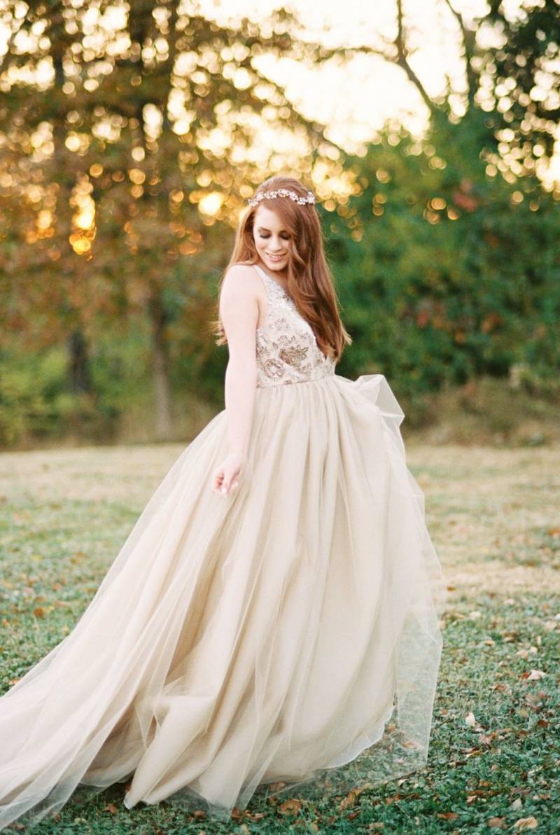 Gold tulle bridal skirt