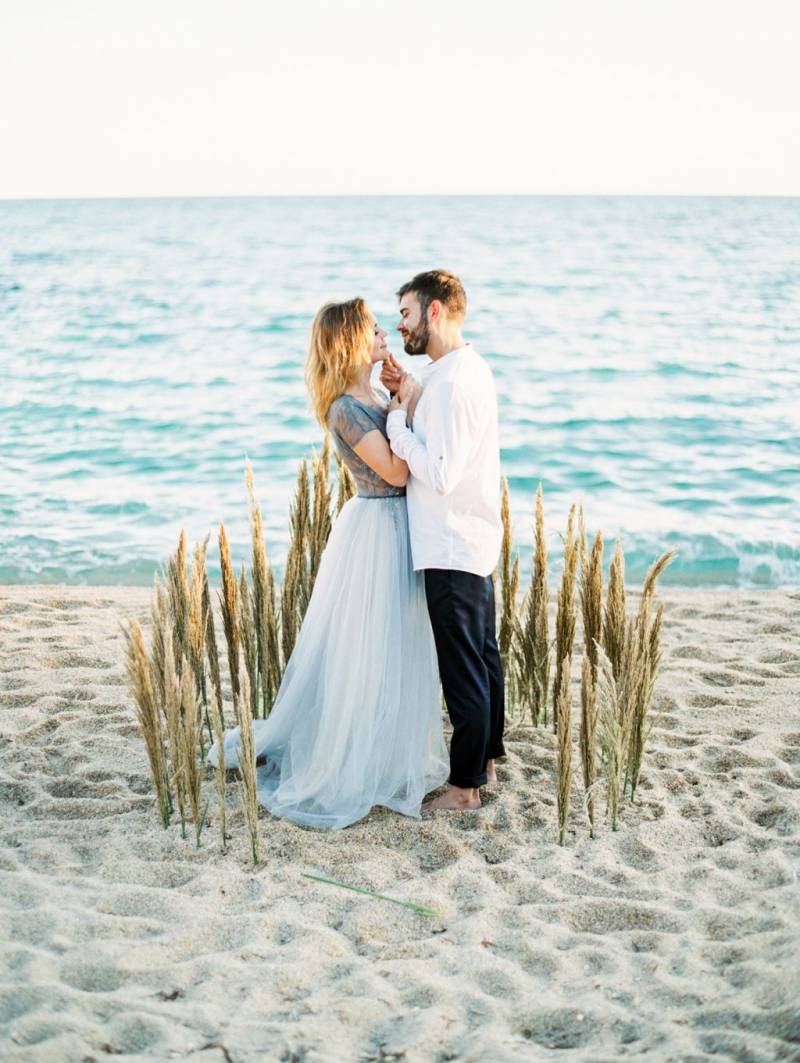 Bride and Groom in floral circle