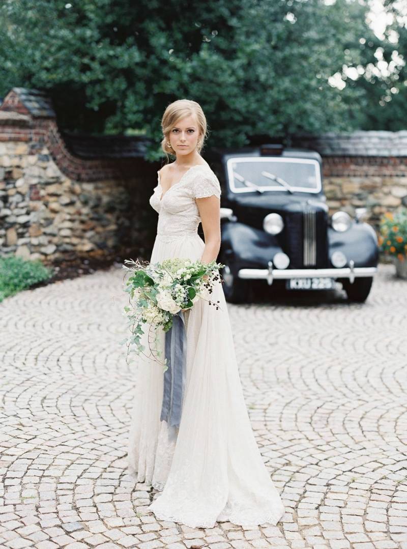 Bride with Vintage Car