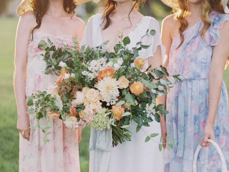 Pastel coloured bridesmaids celebration