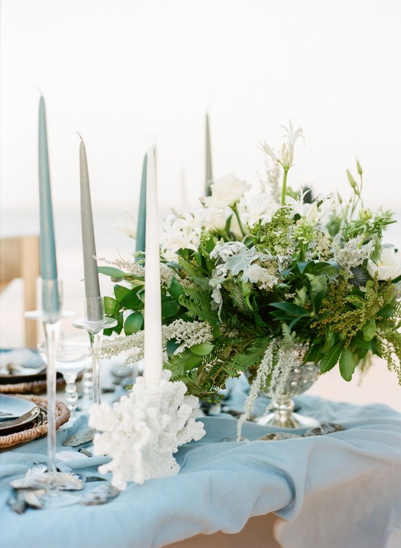 Blue and green tablescape