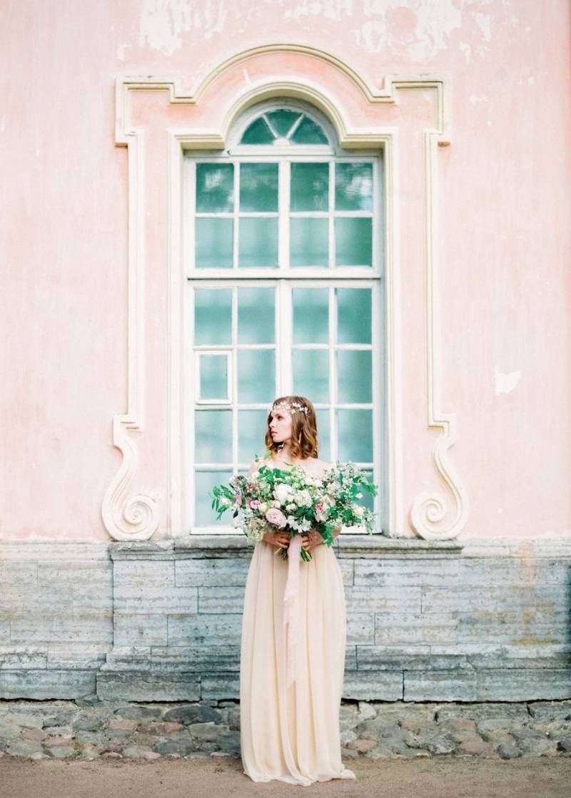 Pastel Wedding Ideas amongst blossoming apple trees