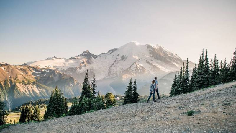 Adventure Engagement Photos in Mt. Rainier National Park