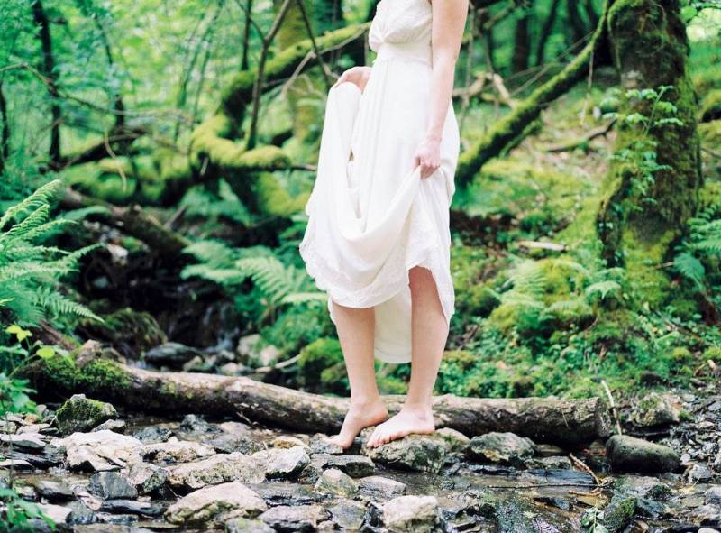 Organic riverside bridal inspiration in the woods