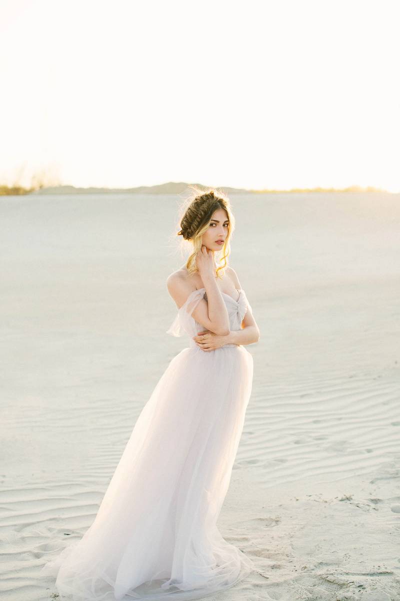 Delicate desert rose bridal shoot