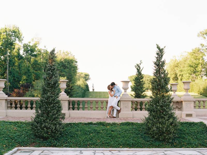 Massachusetts engagement photos at a historic estate