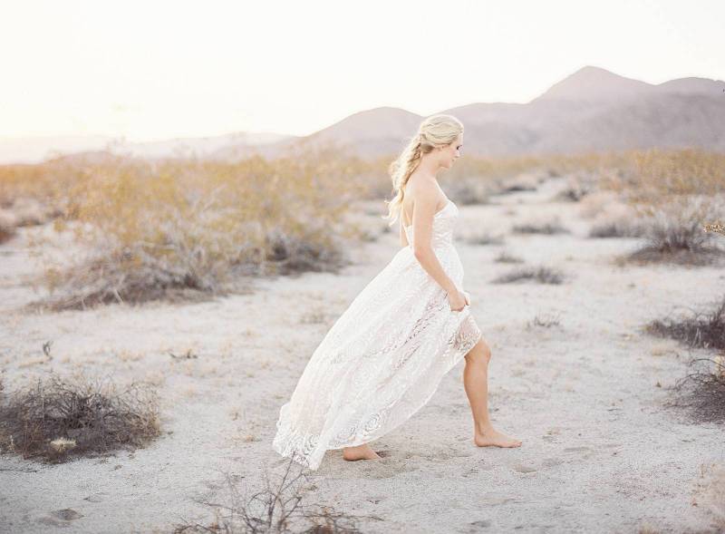 Delicate & feminine bridal beauty at Joshua Tree National Park