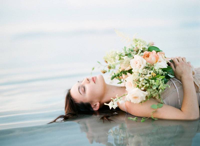 Serene dreamlike boudoir photos on Great Salt Lake