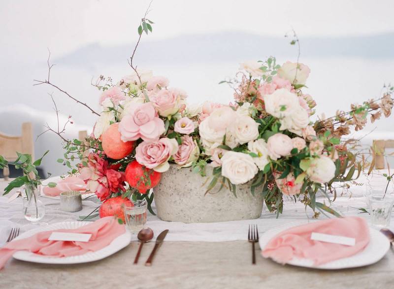 Pink & red wedding ideas on the island of Santorini