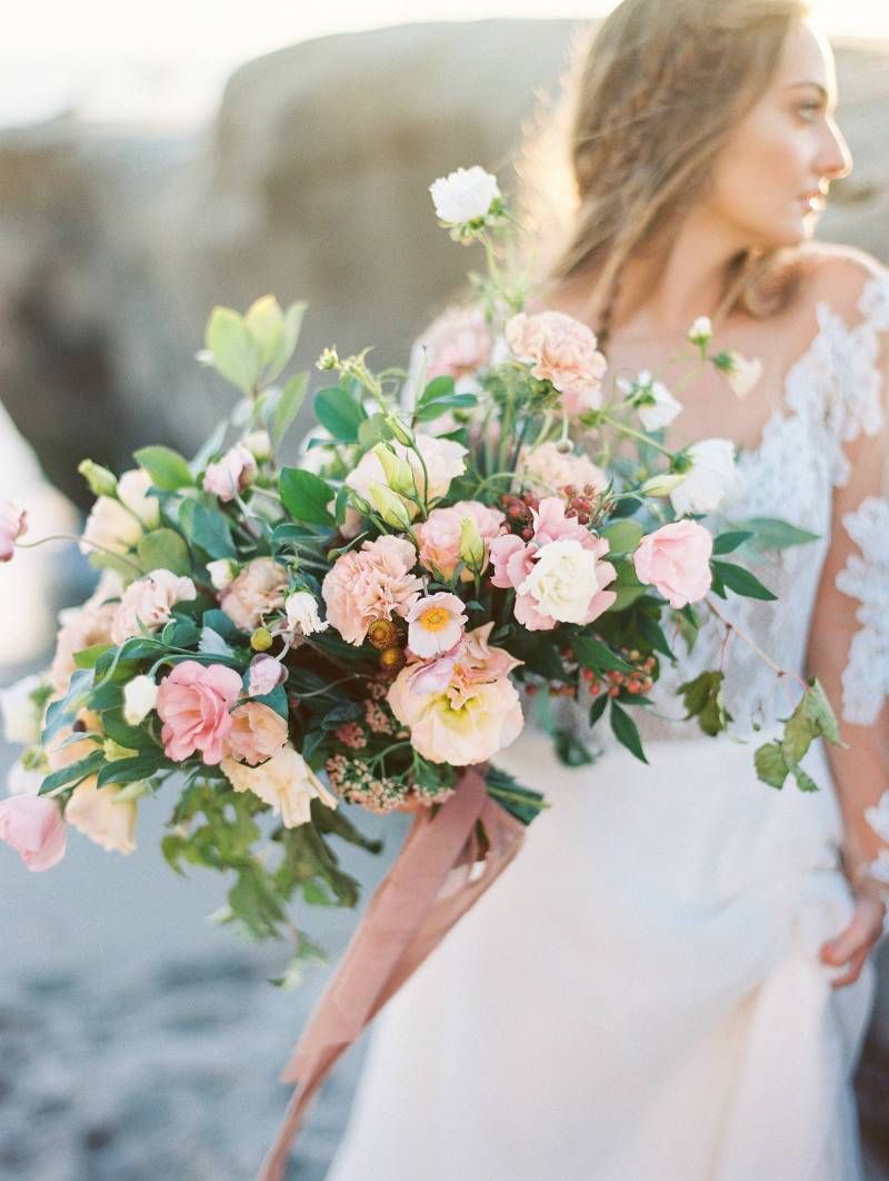 Elegant & whimsical California beach bridals