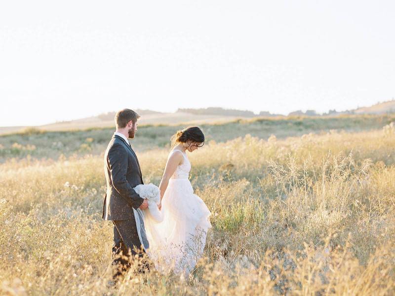 Dinner Party in a field style Idaho Wedding