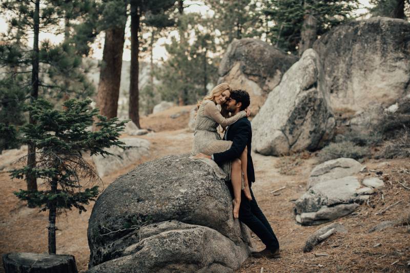 Moody sunrise engagement photos at Big Bear