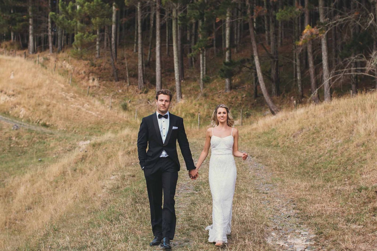 New Zealand beach wedding on a stormy summers evening