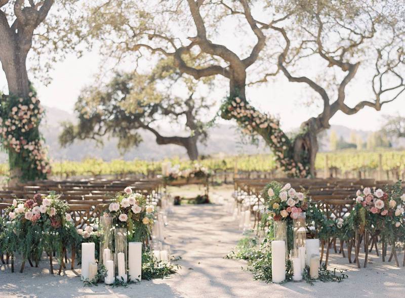 Charming California winery wedding with stunning florals