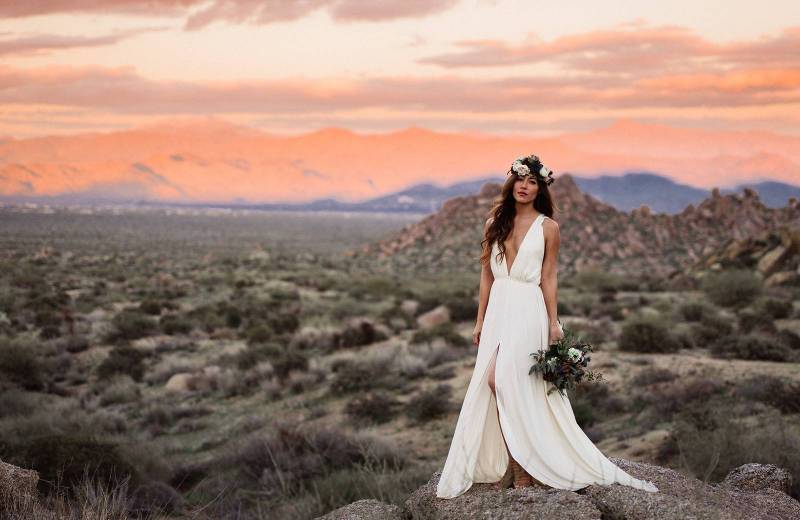 Sunset bridal shoot in the Sonoran Desert