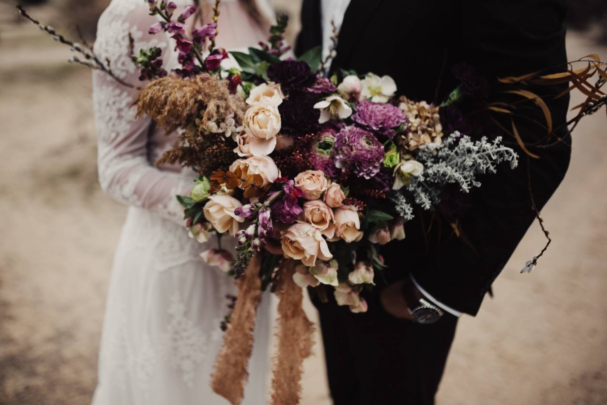 A moody Joshua Tree Elopement in the rain