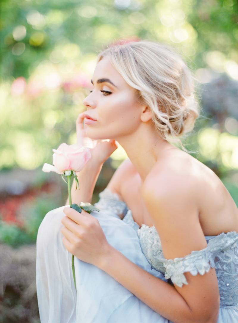 The prettiest pastel bridal shoot next to a bubbling stream