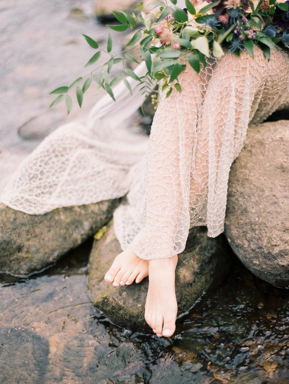 Romantic creek bridals with plum & berry florals