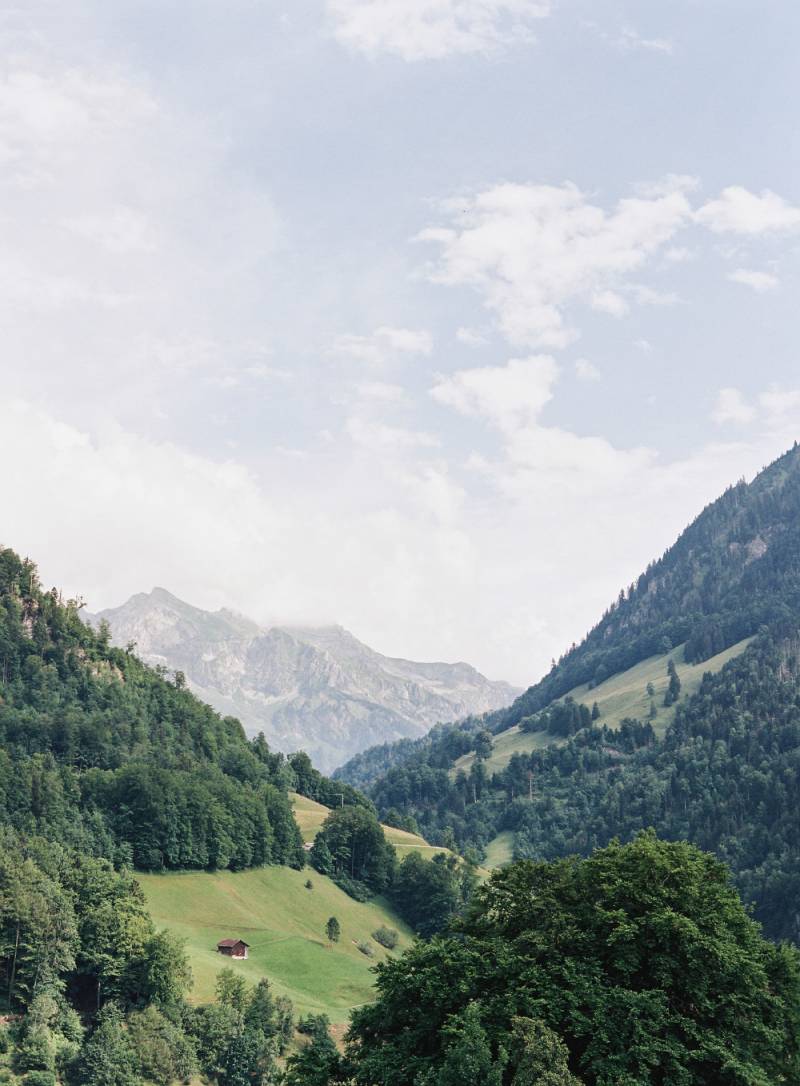 Beautiful pre-wedding photos amongst wildflowers in the Swiss Alps