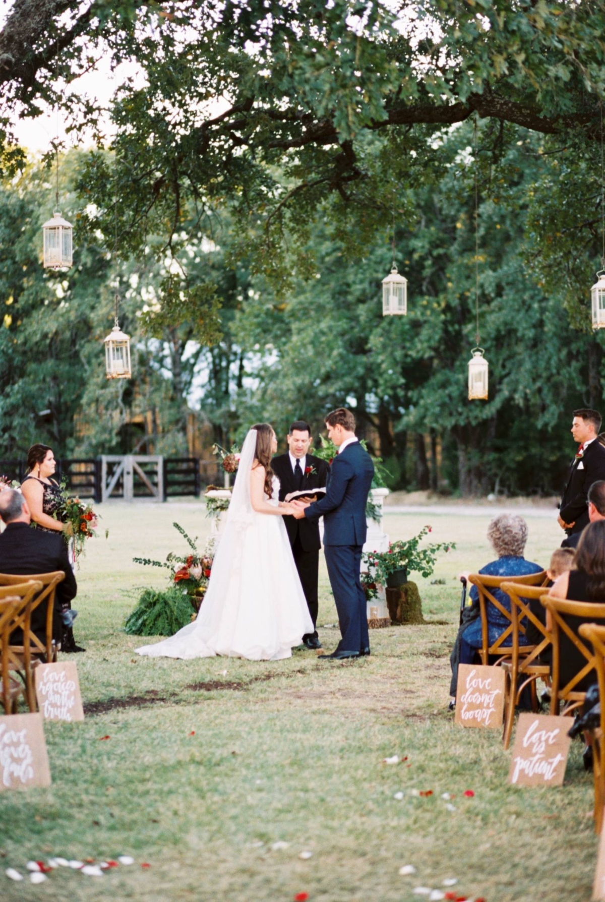 Winter Wedding in Texas with pops of pomegranate red