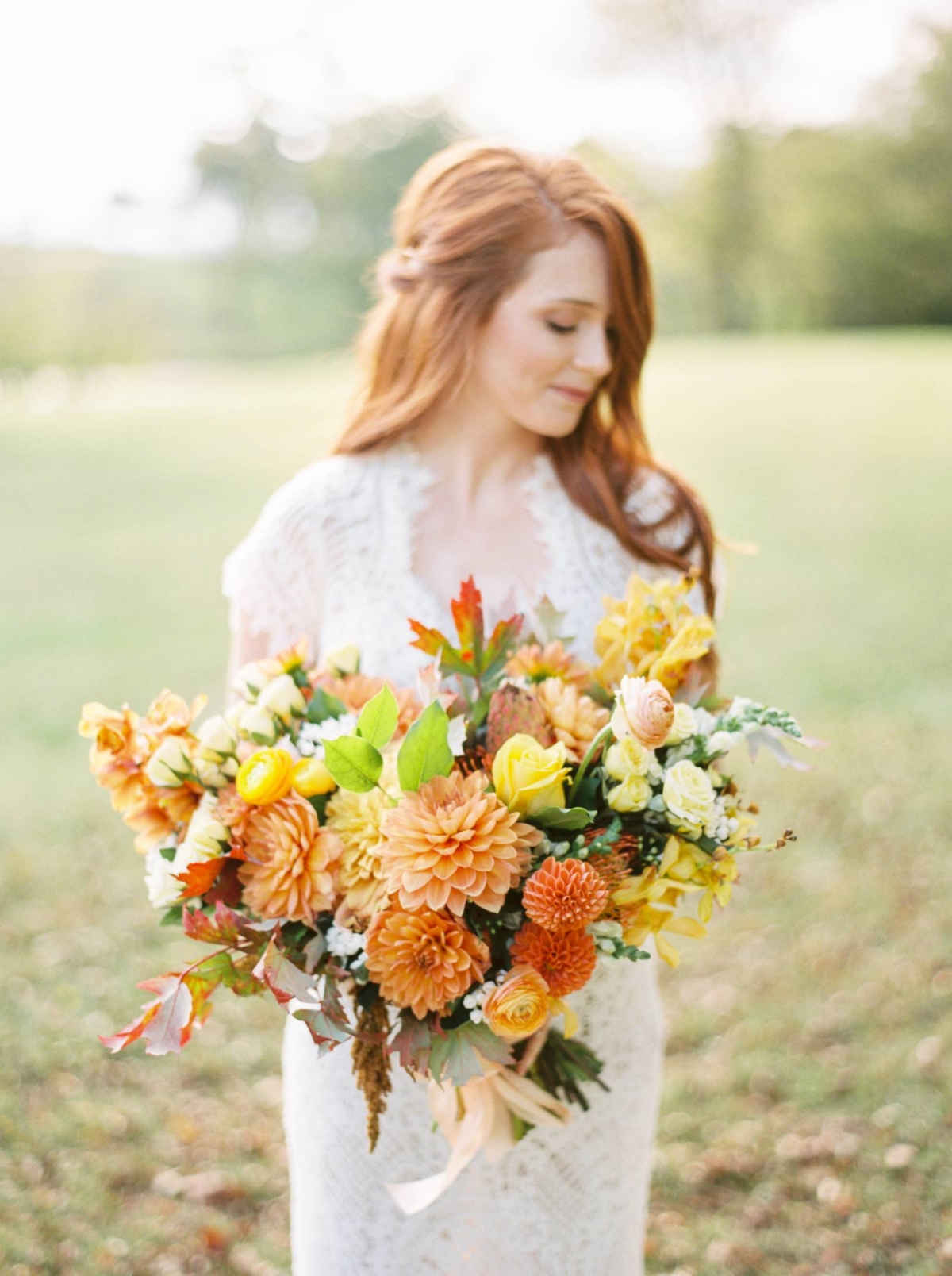 Vintage Wedding Inspiration with bold fall florals