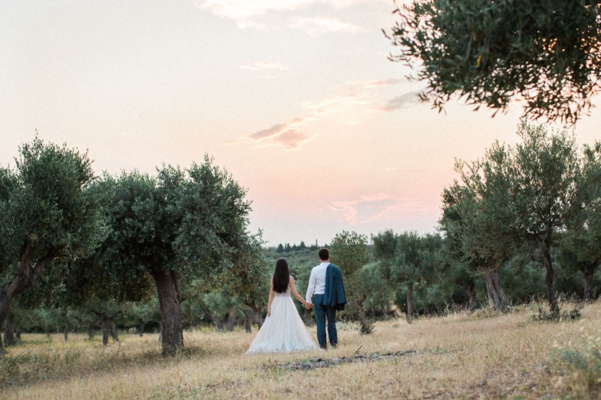 Day after wedding shoot on the Aegean Sea at sunset