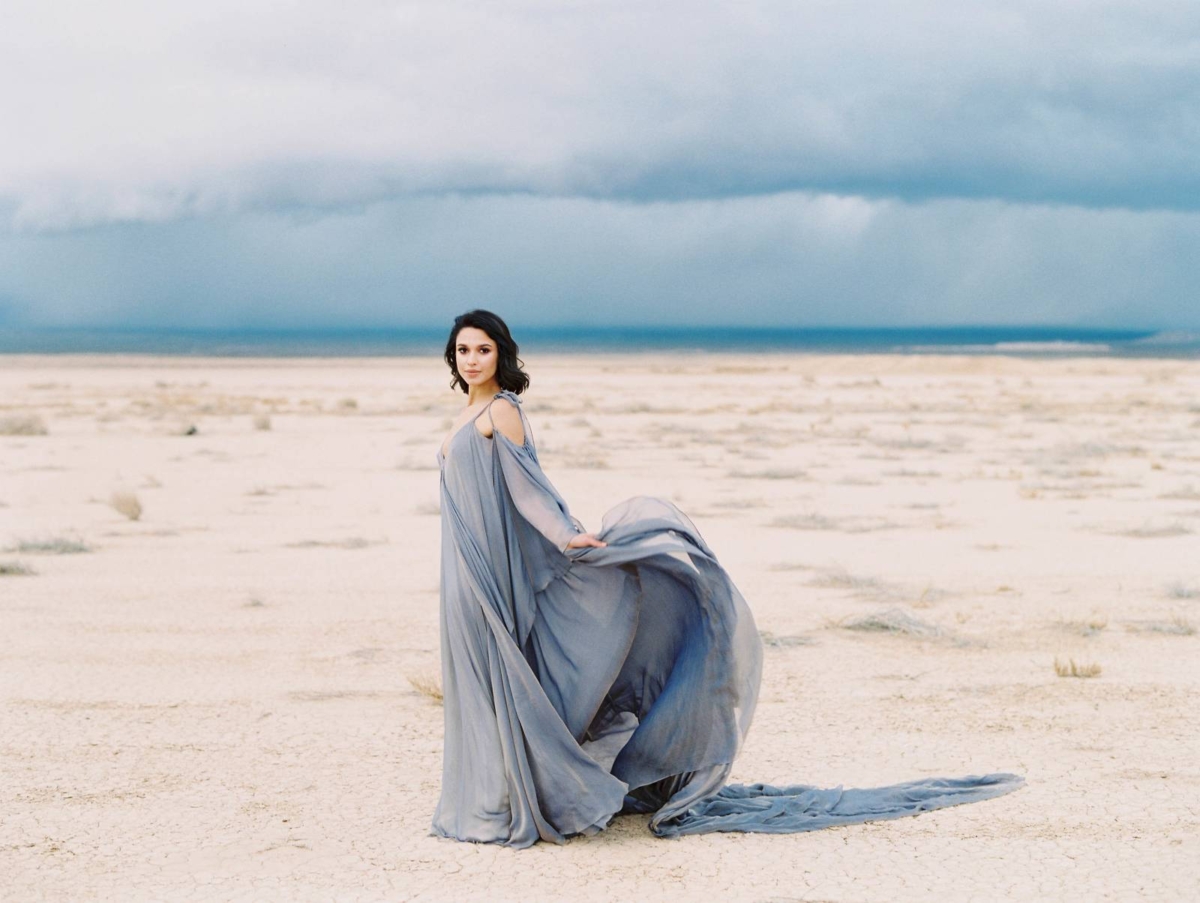 Windswept bridals under a painterly & stormy desert sky