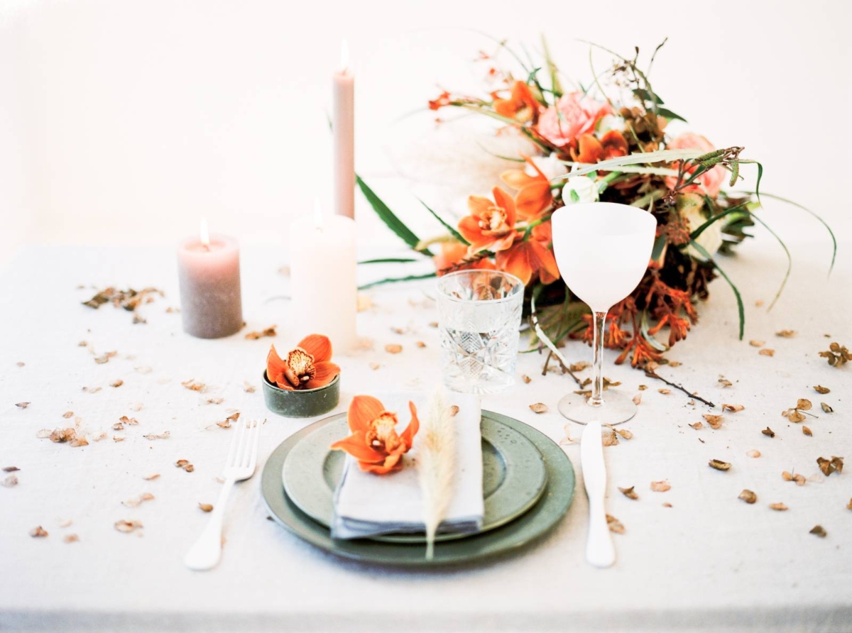 Simple white bridal inspiration with a pop of colour