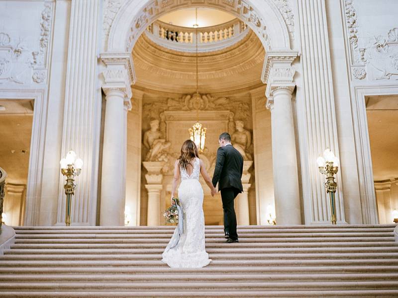 Chic modern San Francisco City Hall Elopement Shoot