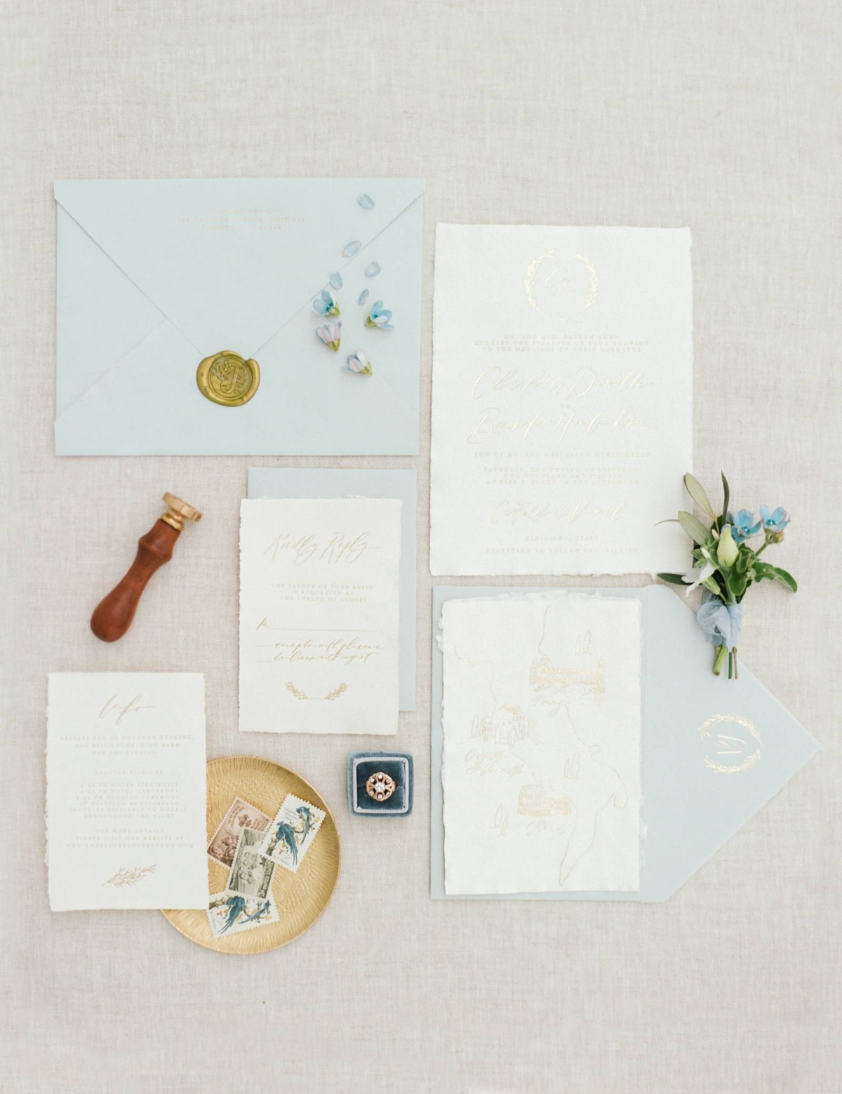 Pretty Garden Wedding Ideas in soft French blue