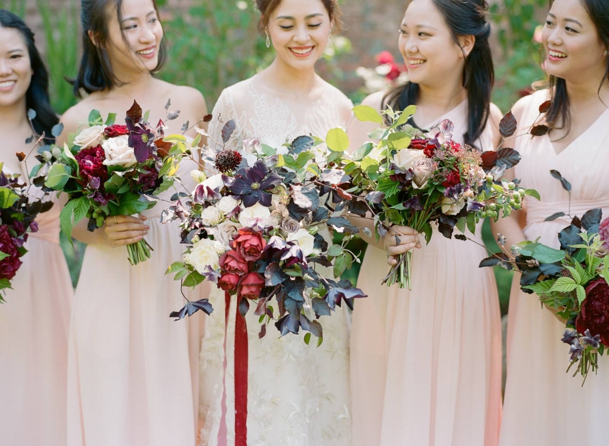 Berry-Toned Wedding at historic Thornewood Castle in Seattle