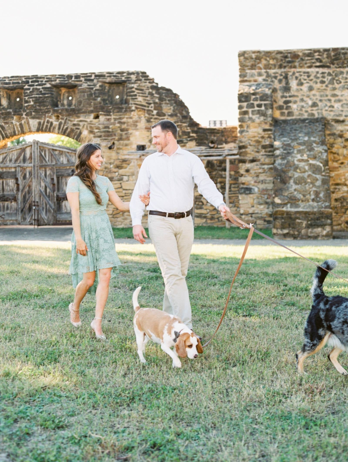 San Antonio Mission Engagement shoot with adorable pups!