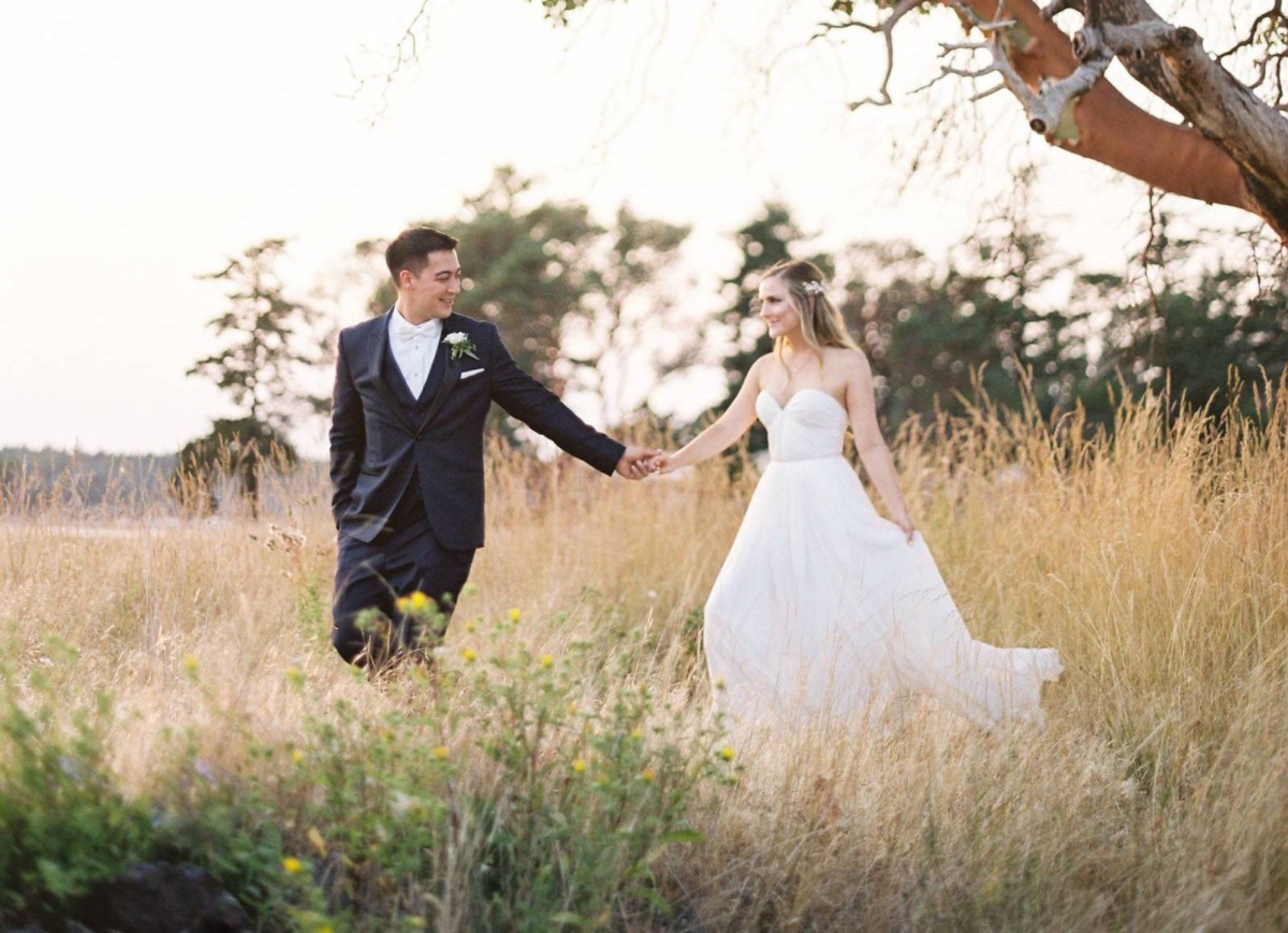 San Juan Islands wedding in a garden by the sea